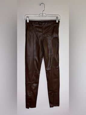 KLD Chocolate Brown Faux Leather Pants — Size S (NWT)